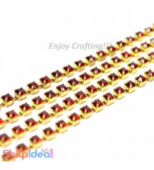 Metal Cup Stone Chain - Red - 25 Inch